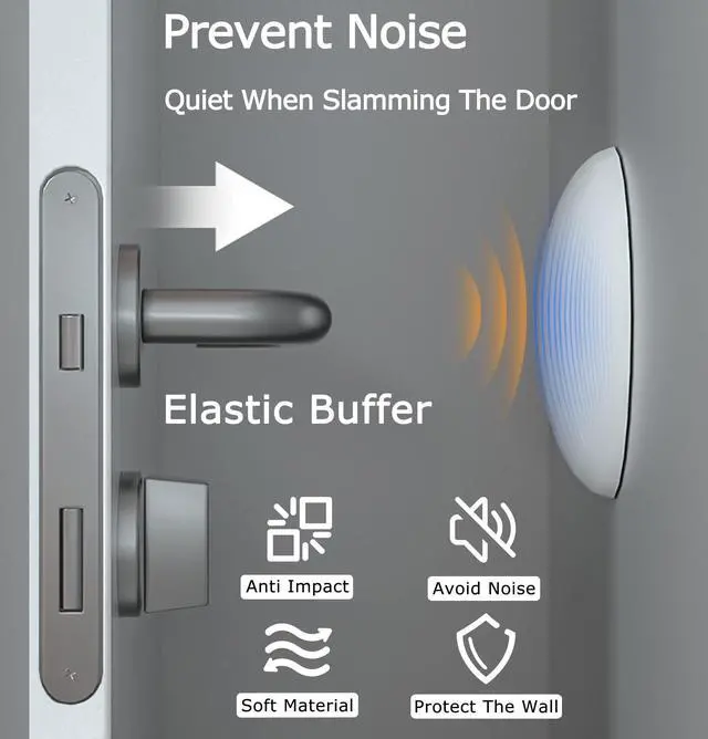 Alt view image 7 of 7 - Door Stoppers Wall Protector Buffer Guard Doorknob Door Handle Bumper Self Adhesive Silencer Soft Rubber Crash Pad for Home Office