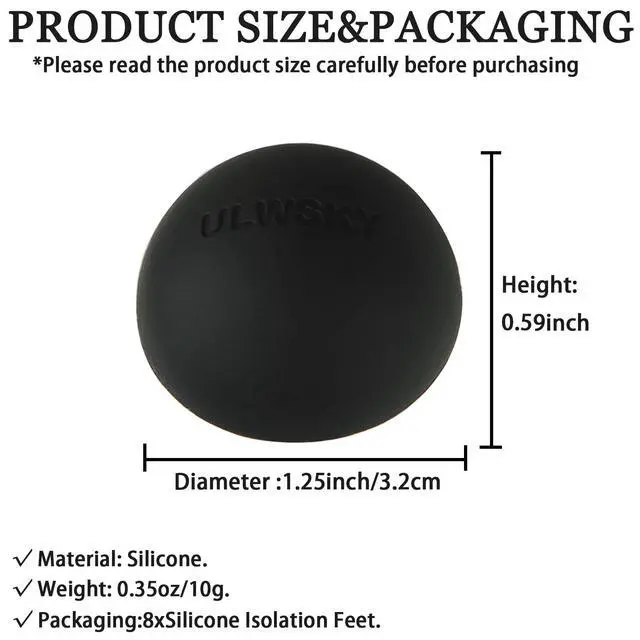 Alt view image 3 of 7 - 1.25" Silicone Hemisphere Bumpers Isolation Feet, 8Pack Non Skid Speaker Isolation Pads,for Small Speaker Spikes,Turntable Isolation,Subwoofer,Record Player Sound Dampening&Anti Vibration