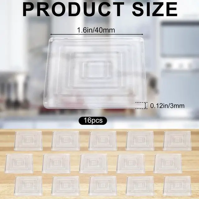 Alt view image 2 of 7 - 16pcs Anti-Slip Cutting Board Feet, 1.6in Non-Slip Square Self-Adhesive Silicone Pads, Reusable Washable Rubber Bumper for Trays Furniture Chairs Cabinets Worktops Stoppers No Screws Needed