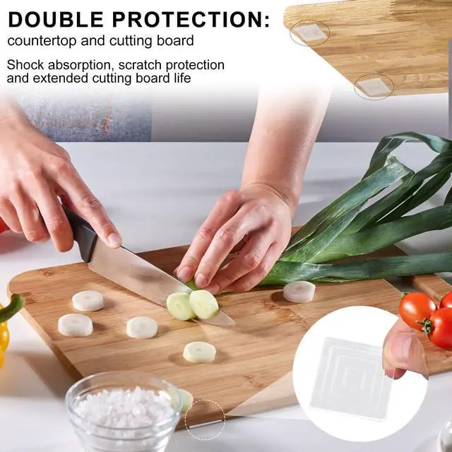 Alt view image 6 of 7 - 16pcs Anti-Slip Cutting Board Feet, 1.6in Non-Slip Square Self-Adhesive Silicone Pads, Reusable Washable Rubber Bumper for Trays Furniture Chairs Cabinets Worktops Stoppers No Screws Needed