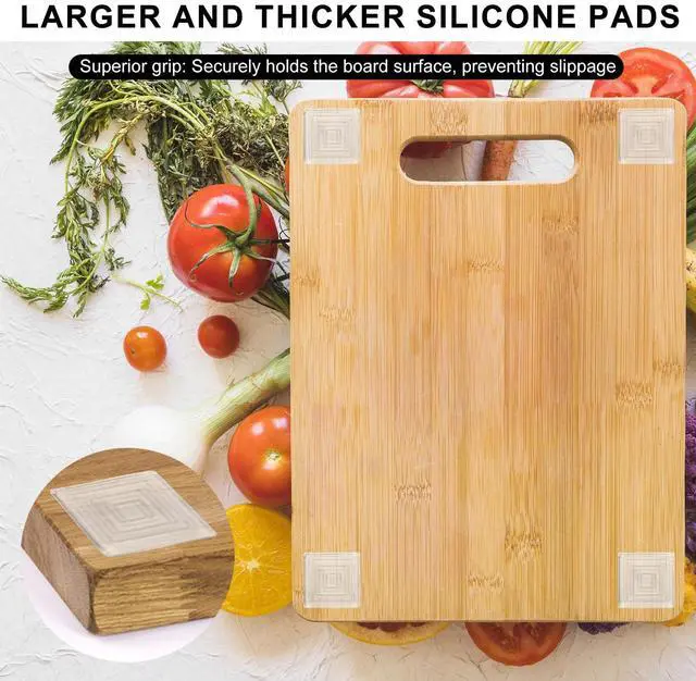 Alt view image 3 of 7 - 16pcs Anti-Slip Cutting Board Feet, 1.6in Non-Slip Square Self-Adhesive Silicone Pads, Reusable Washable Rubber Bumper for Trays Furniture Chairs Cabinets Worktops Stoppers No Screws Needed