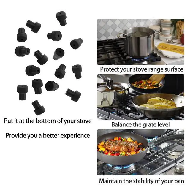 Alt view image 5 of 7 - 16Pcs W10919249 Grate Rubber Feet Replacement for Samsung Gas Stove NX58M6630SS/AA Whirlpool Range Burner Grate Feet Kitchenaid Grate Pads Bumpers Amana Maytag Stove Top Parts Range Grate Rubber Foot