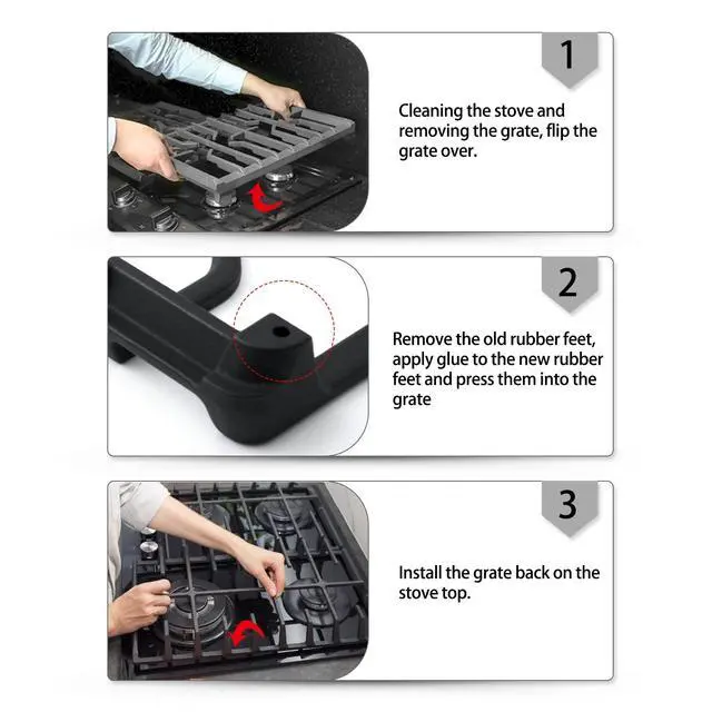 Alt view image 7 of 7 - 16Pcs W10919249 Grate Rubber Feet Replacement for Samsung Gas Stove NX58M6630SS/AA Whirlpool Range Burner Grate Feet Kitchenaid Grate Pads Bumpers Amana Maytag Stove Top Parts Range Grate Rubber Foot