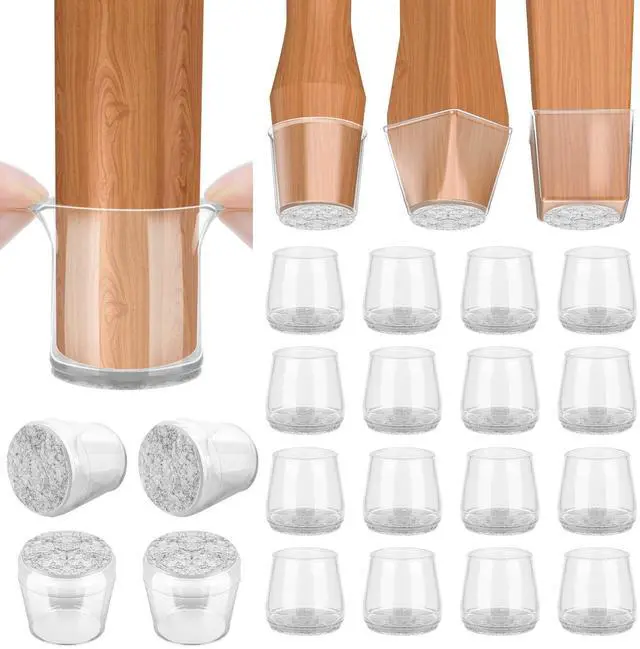 Main image of Silicone Chair Leg Floor Protectors, Stool Leg Protectors Cap, Chair Leg Caps for Hardwood Floors (Clear-16pcs, Round L)