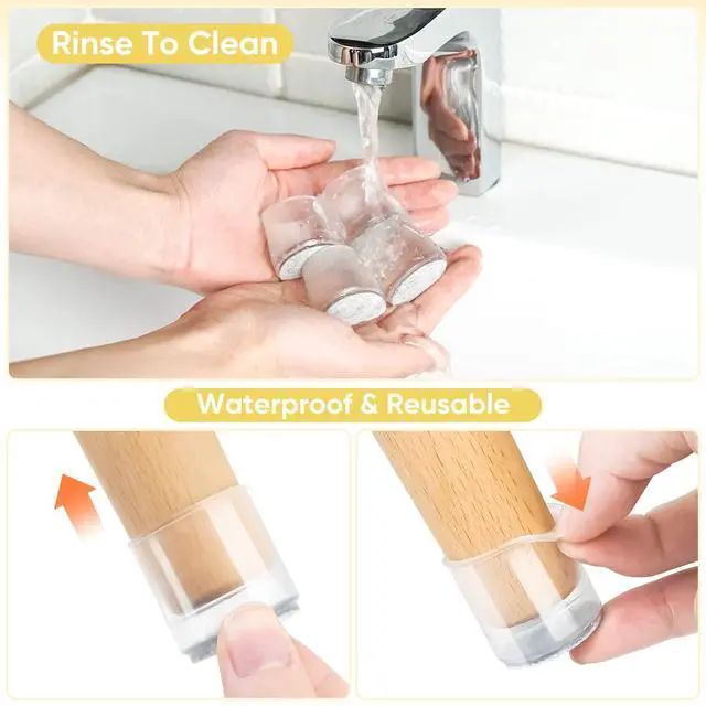 Alt view image 7 of 7 - Silicone Chair Leg Floor Protectors, Stool Leg Protectors Cap, Chair Leg Caps for Hardwood Floors (Clear-16pcs, Round L)