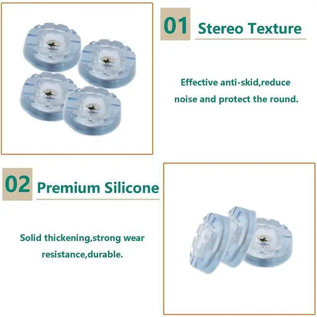 Alt view image 6 of 7 - 20 PCS Transparent Round Furniture Pads,Non Slip Non Skid Furniture Feet for Table,Desk,Chair,Sofa Leg,Noise Canceling Heavy Duty Furniture Sliders,Furniture Cups to Protect Hardwood Floors (18x7mm)