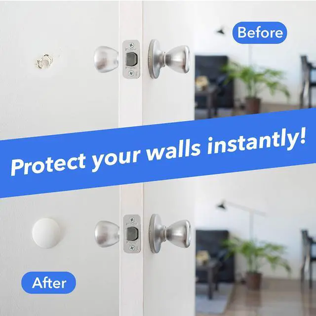 Alt view image 2 of 5 - Silicone Wall Protectors from Door knobs - Self Adhesive Round Plate - Door Bumper Pads - Rubber Door Handle Bumper Guard for Door Knob, Kitchen, Office (2inch, Black)