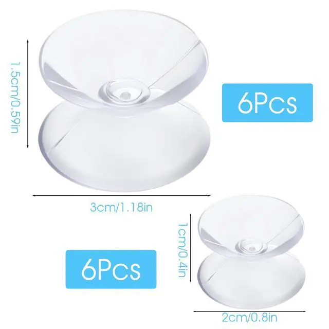 Alt view image 2 of 7 - 12 Pcs Double Sided Suction Cups 1.2''/1.6'' Clear PVC Plastic Sucker Pads