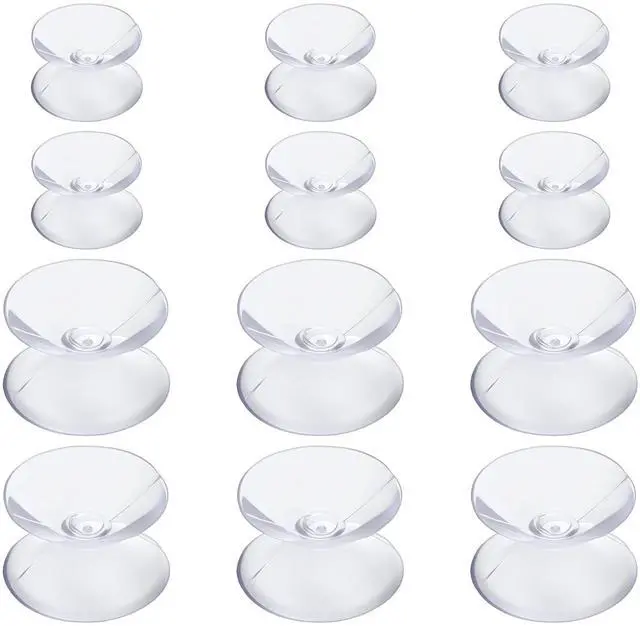 Main image of 12 Pcs Double Sided Suction Cups 1.2''/1.6'' Clear PVC Plastic Sucker Pads