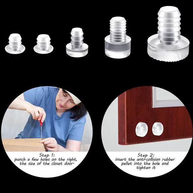 Alt view image 5 of 7 - 75 Pieces Glass Table Top Bumpers with Stem 5 Size Clear Rubber Anti Slip Pads Non Adhesive Glass Table Rubber Grippers for Furniture Cabinet Door