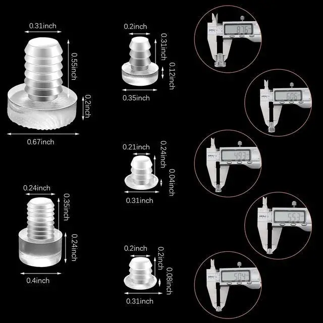 Alt view image 2 of 7 - 75 Pieces Glass Table Top Bumpers with Stem 5 Size Clear Rubber Anti Slip Pads Non Adhesive Glass Table Rubber Grippers for Furniture Cabinet Door