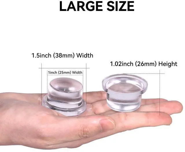 Alt view image 2 of 7 - Upgraded 1" Thick x 1.5" Base Clear Silicone Door Stoppers for Wall Door Knob Wall Protector & Door Bumper, Self-Adhesive No Drill, Wall Protection & Noise Reduction, 1 Pack