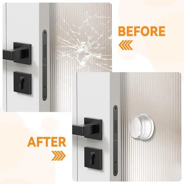 Alt view image 6 of 7 - Upgraded 1" Thick x 1.5" Base Clear Silicone Door Stoppers for Wall Door Knob Wall Protector & Door Bumper, Self-Adhesive No Drill, Wall Protection & Noise Reduction, 1 Pack