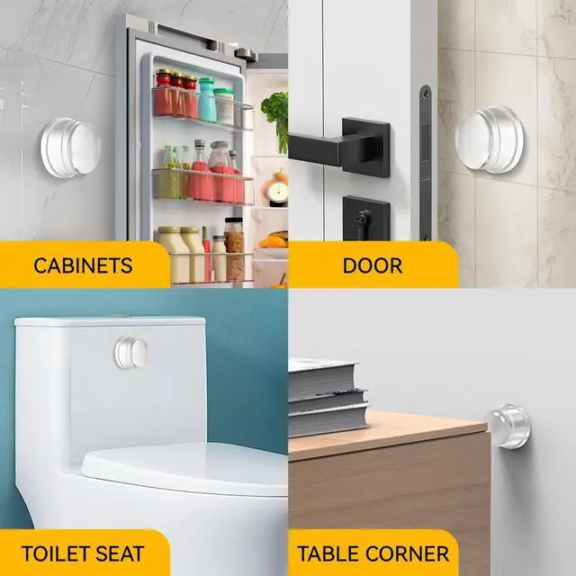 Alt view image 4 of 7 - Upgraded 1" Thick x 1.5" Base Clear Silicone Door Stoppers for Wall Door Knob Wall Protector & Door Bumper, Self-Adhesive No Drill, Wall Protection & Noise Reduction, 1 Pack
