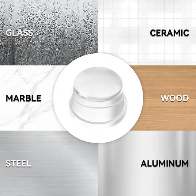 Alt view image 5 of 7 - Upgraded 1" Thick x 1.5" Base Clear Silicone Door Stoppers for Wall Door Knob Wall Protector & Door Bumper, Self-Adhesive No Drill, Wall Protection & Noise Reduction, 1 Pack