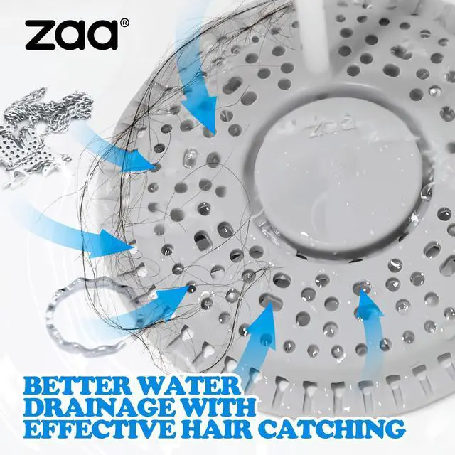 Alt view image 3 of 7 - Shower Drain Hair Catcher, 2 Pack Premium Silicone Drain Protector & Shower Drain Cover, Shower Installation Kits for Flat Drains of Shower Room, Bathroom, Gray