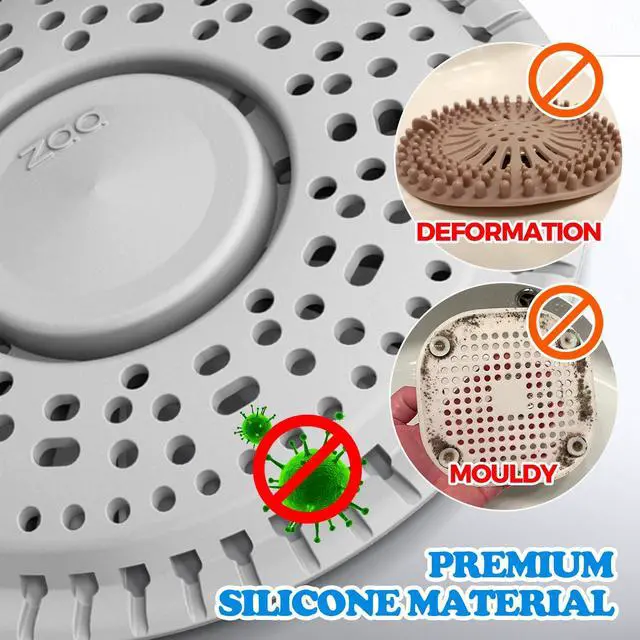 Alt view image 5 of 7 - Shower Drain Hair Catcher, 2 Pack Premium Silicone Drain Protector & Shower Drain Cover, Shower Installation Kits for Flat Drains of Shower Room, Bathroom, Gray