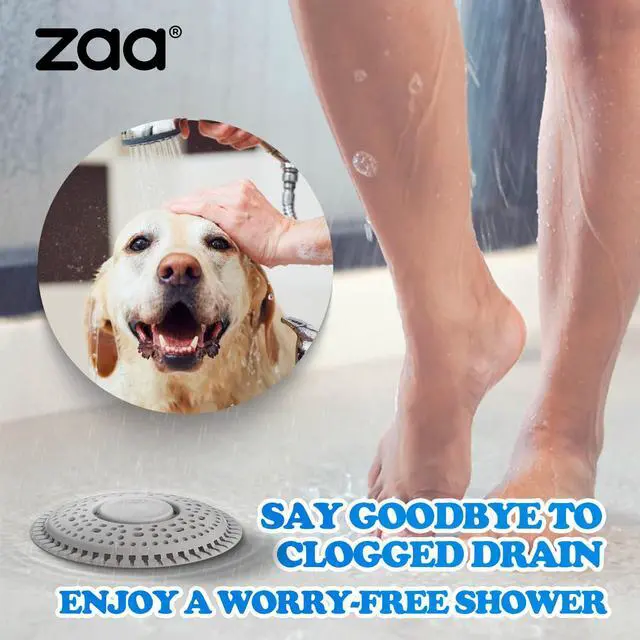 Alt view image 7 of 7 - Shower Drain Hair Catcher, 2 Pack Premium Silicone Drain Protector & Shower Drain Cover, Shower Installation Kits for Flat Drains of Shower Room, Bathroom, Gray