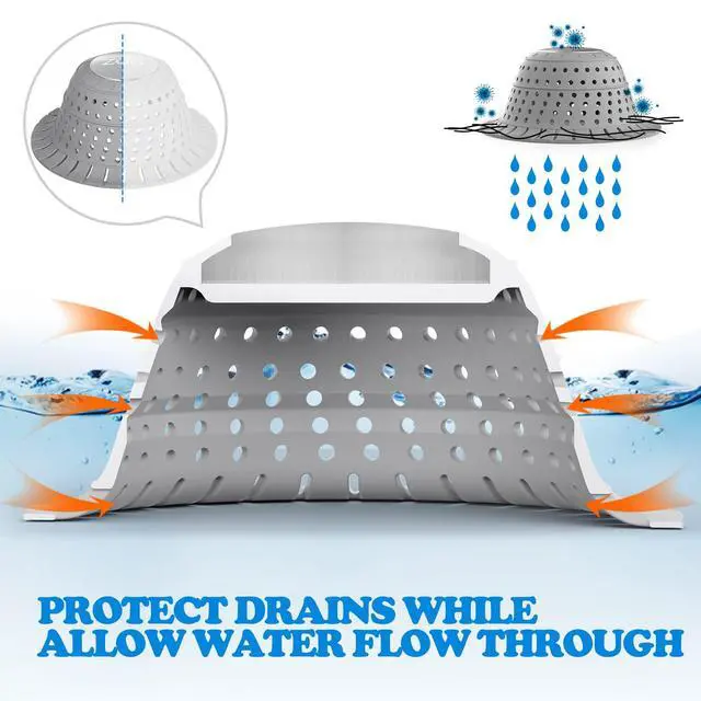 Alt view image 5 of 6 - Bathtub Drain Hair Catcher, Premium Silicone Shower Hair Catcher, 1Pack Collapsible Hair Stopper for Pop Up and Regular Drains of Shower, Bathtub, Bathroom Sink, Bathroom Fixture Accessories, Gray