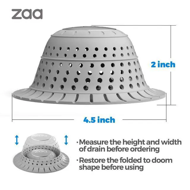 Alt view image 6 of 6 - Bathtub Drain Hair Catcher, Premium Silicone Shower Hair Catcher, 1Pack Collapsible Hair Stopper for Pop Up and Regular Drains of Shower, Bathtub, Bathroom Sink, Bathroom Fixture Accessories, Gray