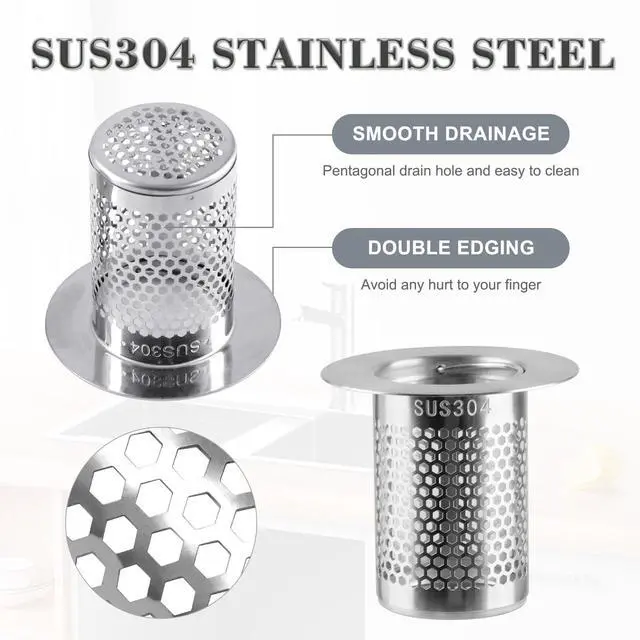 Alt view image 2 of 7 - 3Pcs Sink Drain Strainer Shower Strainer Hair Catcher Floor Drain Filter