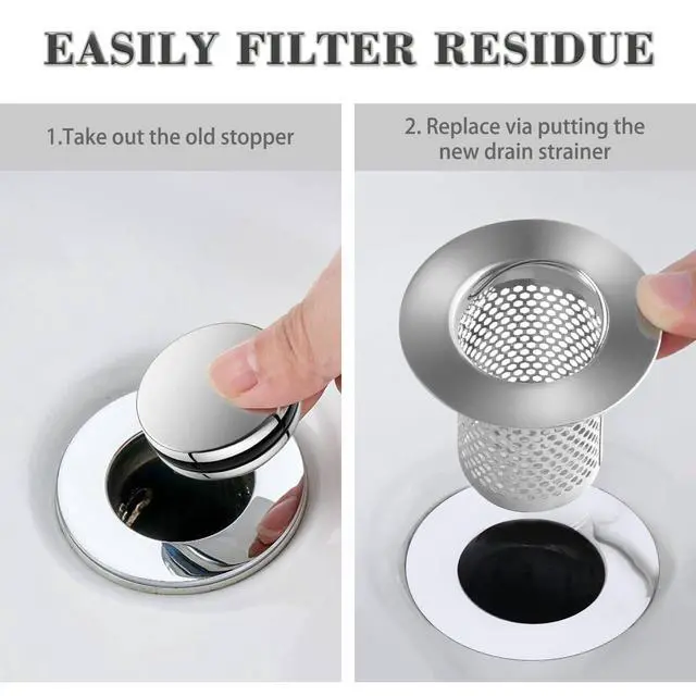 Alt view image 3 of 7 - 3Pcs Sink Drain Strainer Shower Strainer Hair Catcher Floor Drain Filter