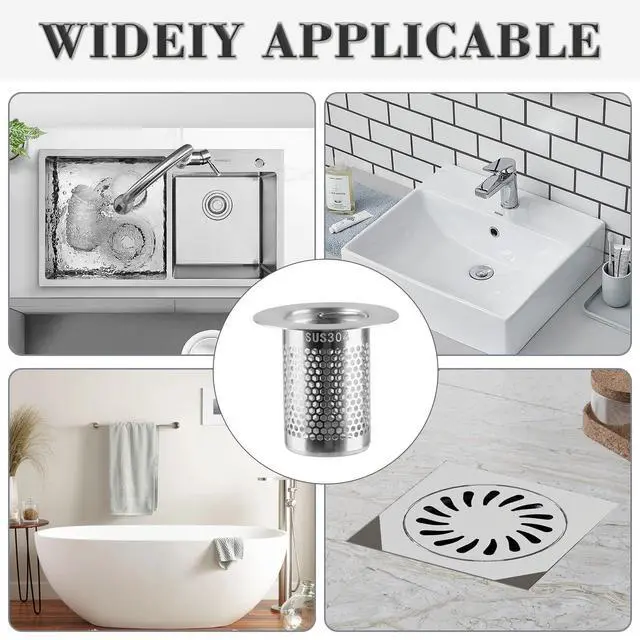 Alt view image 6 of 7 - 3Pcs Sink Drain Strainer Shower Strainer Hair Catcher Floor Drain Filter