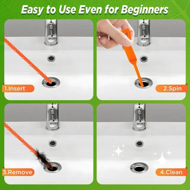 Alt view image 3 of 5 - 4 Pack 25 Inch Drain Snake,Drain Clog Remover,Sink Snake for Sewer Kitchen Sink Bathroom Tub Toilet Clogged Drains Relief Cleaning Tool
