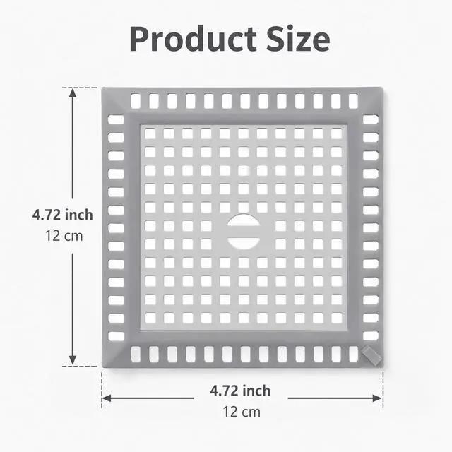 Alt view image 2 of 7 - Square Shower Drain Hair Catcher, 4" Flat Drain Cover for Shower, Easy Clean Prevents Clogged for Bathroom Floor, Sink,Bathtub