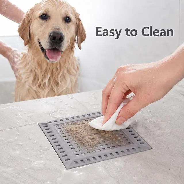 Alt view image 4 of 7 - Square Shower Drain Hair Catcher, 4" Flat Drain Cover for Shower, Easy Clean Prevents Clogged for Bathroom Floor, Sink,Bathtub