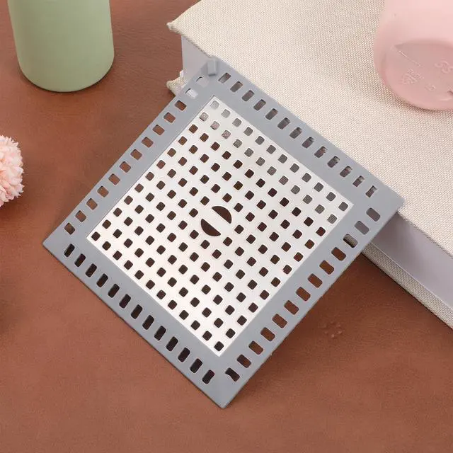 Alt view image 7 of 7 - Square Shower Drain Hair Catcher, 4" Flat Drain Cover for Shower, Easy Clean Prevents Clogged for Bathroom Floor, Sink,Bathtub
