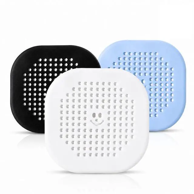Main image of 3-Pack Silicone Drain Hair Catcher, Shower Drain Protector and Hair Stopper with Suction Cups, Universal Fit for Bathroom, Bathtub, and Kitchen (Mutli-Color)