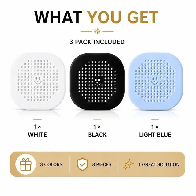 Alt view image 2 of 7 - 3-Pack Silicone Drain Hair Catcher, Shower Drain Protector and Hair Stopper with Suction Cups, Universal Fit for Bathroom, Bathtub, and Kitchen (Mutli-Color)