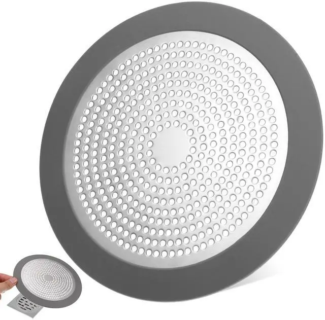 Main image of Flat Silicone Shower Drain Hair Catcher, 5.7in Wide Rim Drain Hair Catcher