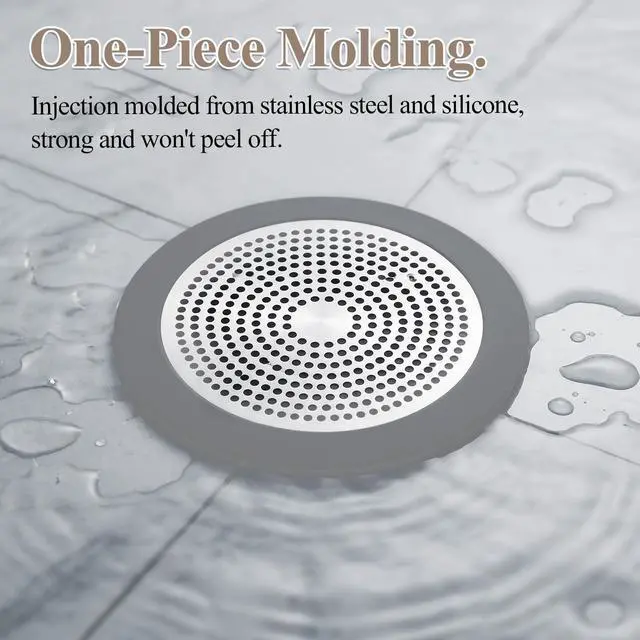Alt view image 3 of 7 - Flat Silicone Shower Drain Hair Catcher, 5.7in Wide Rim Drain Hair Catcher