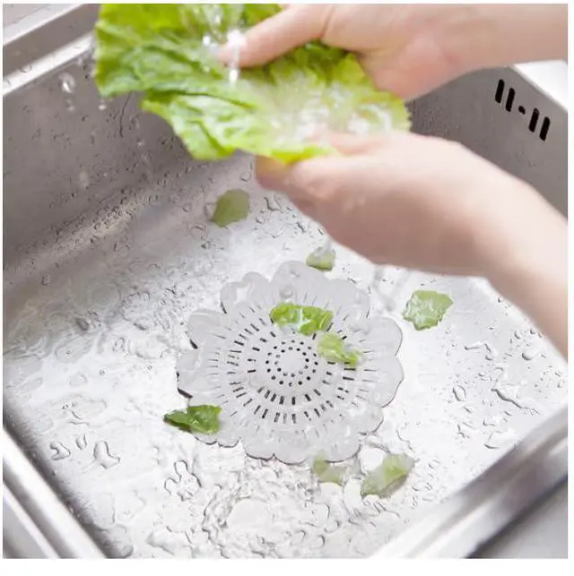 Alt view image 4 of 6 - 4 PCS Flower Shape Hair Catcher Silicone Hair Stopper Shower Drain Covers with Suction Cup Mesh for Bathroom Bath Tub Bathtub Kitchen Sink Laundry Kitchen Drains