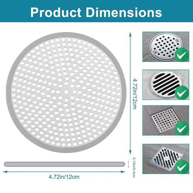 Alt view image 2 of 7 - Drain Hair Catcher, 2pcs Round Shower Drain Cover for Bathroom, Drain Strainer, Stainless Steel and Silicone (Round)