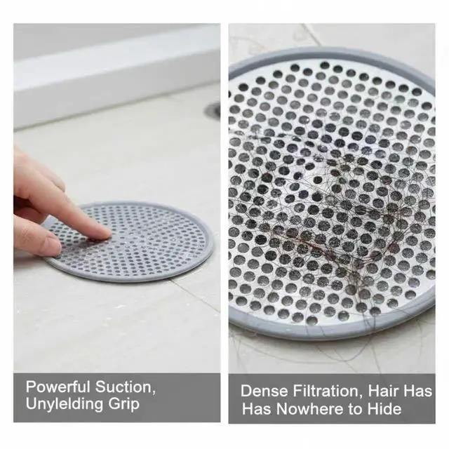 Alt view image 4 of 7 - Drain Hair Catcher, 2pcs Round Shower Drain Cover for Bathroom, Drain Strainer, Stainless Steel and Silicone (Round)