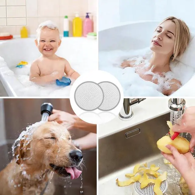 Alt view image 6 of 7 - Drain Hair Catcher, 2pcs Round Shower Drain Cover for Bathroom, Drain Strainer, Stainless Steel and Silicone (Round)