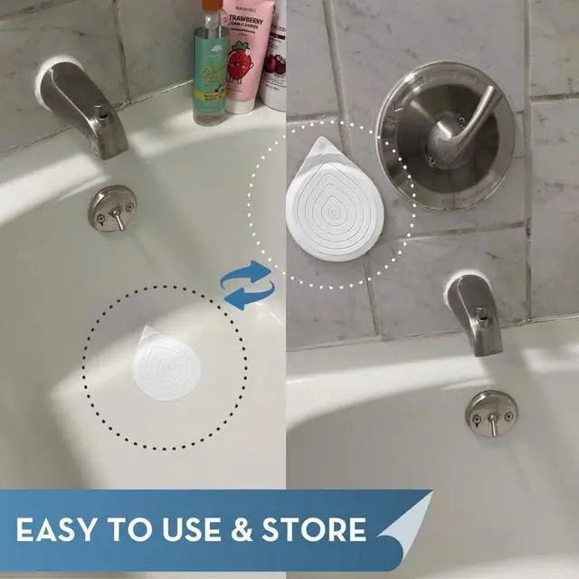 Alt view image 5 of 7 - Drain Hair Catcher & Stopper Combo Tub ShowerRing + StopRing Set for Bathtub & Sink | Stainless Steel Strainer + Silicone Drain Plug | Clog-Free, Universal Fit (White, 2 Pack)