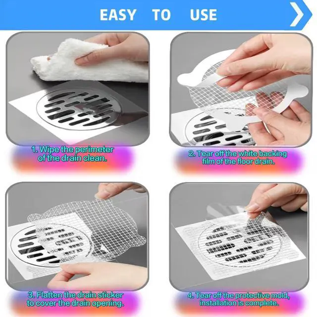 Alt view image 3 of 6 - 50 Pack Disposable Shower Drain Hair Catcher Shower Drain Hair Collector Drain Hair Catcher for Bathroom Bathtub Kitchen Sink Shower Filter Drain Hair Blocker Prevent Clogs