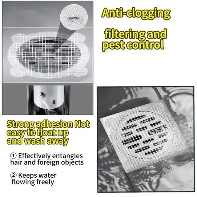 Alt view image 5 of 6 - 50 Pack Disposable Shower Drain Hair Catcher Shower Drain Hair Collector Drain Hair Catcher for Bathroom Bathtub Kitchen Sink Shower Filter Drain Hair Blocker Prevent Clogs