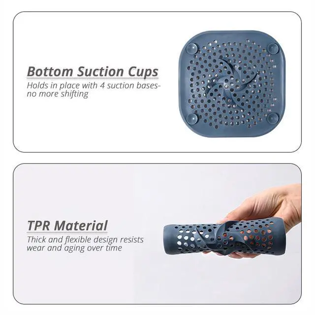 Alt view image 6 of 6 - Drain Cover with Suction Cups, 5.9" Flat Square Strainer for Shower, Bathroom, Sink, 4 Pack