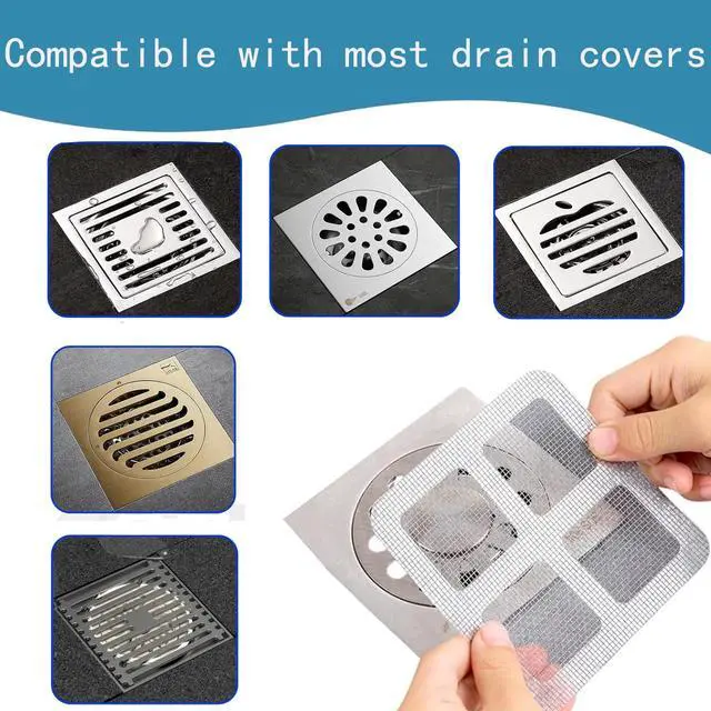Alt view image 5 of 7 - Disposable Shower Drain Hair Catcher mesh Stickers;Disposable Hair Catcher;Floor Drain Sticker; Shower Drain Mesh Sticker, Bathroom, Laundry, Bathtub, Kitchen, Sink, for Human & Pet 60 Pack