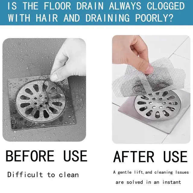 Alt view image 6 of 7 - Disposable Shower Drain Hair Catcher mesh Stickers;Disposable Hair Catcher;Floor Drain Sticker; Shower Drain Mesh Sticker, Bathroom, Laundry, Bathtub, Kitchen, Sink, for Human & Pet 60 Pack