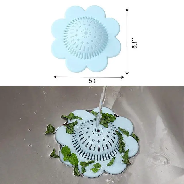 Alt view image 4 of 7 - 4PCS Drain Hair Catcher Shower Drain Covers Durable Silicone Hair Stopper,Bathtub and Shower Drain Protectors for Bathroom Bathtub and Kitchen