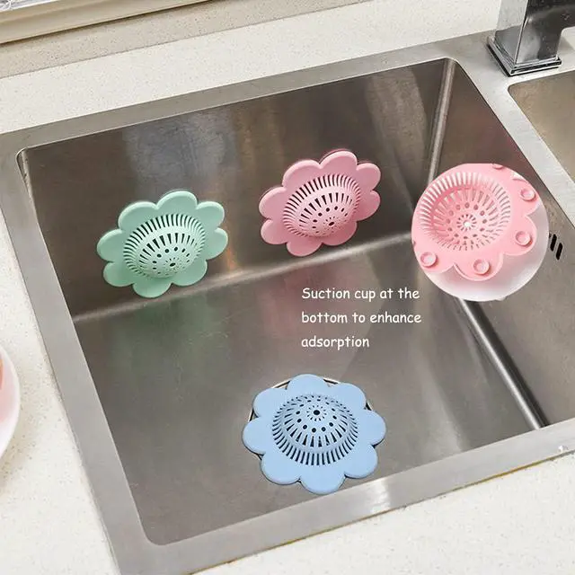 Alt view image 3 of 7 - 4PCS Drain Hair Catcher Shower Drain Covers Durable Silicone Hair Stopper,Bathtub and Shower Drain Protectors for Bathroom Bathtub and Kitchen