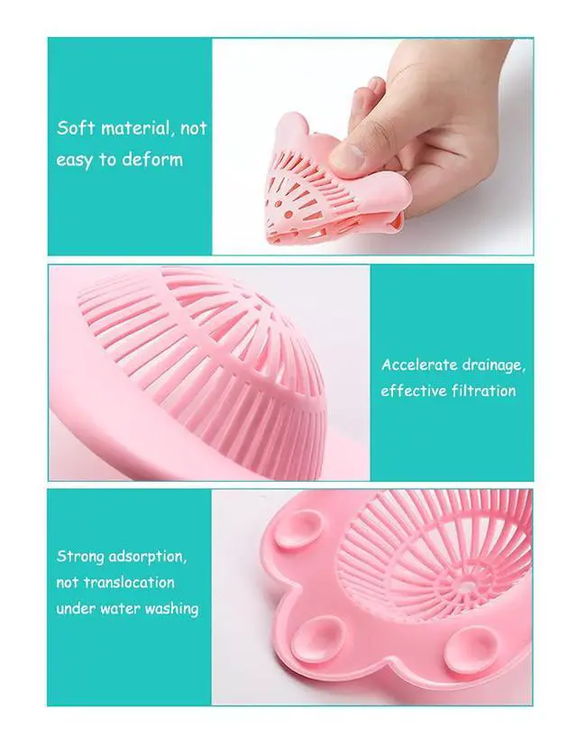 Alt view image 6 of 7 - 4PCS Drain Hair Catcher Shower Drain Covers Durable Silicone Hair Stopper,Bathtub and Shower Drain Protectors for Bathroom Bathtub and Kitchen