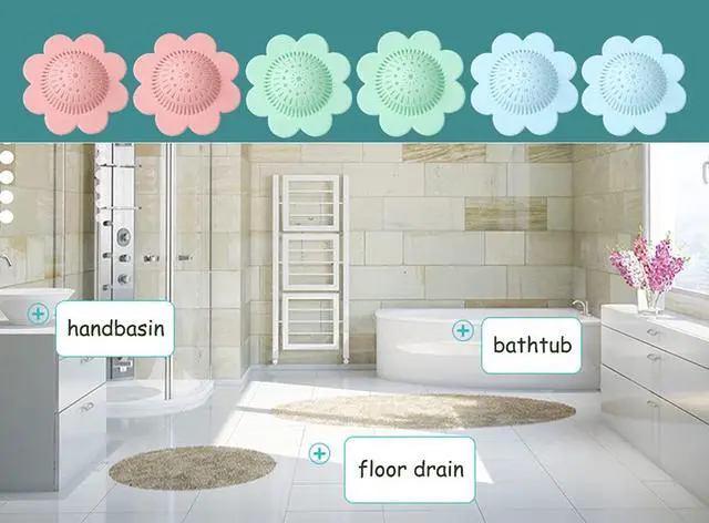Alt view image 7 of 7 - 4PCS Drain Hair Catcher Shower Drain Covers Durable Silicone Hair Stopper,Bathtub and Shower Drain Protectors for Bathroom Bathtub and Kitchen