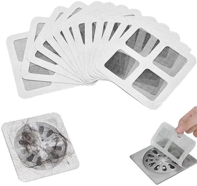Main image of 50Pcs Disposable Shower Drain Hair Stickers, Waterproof Disposable Hair Drain Catcher, 4"x4" Sink Drain Strainer Screen Catcher for Bathroom Bathtub Laundry Kitchen